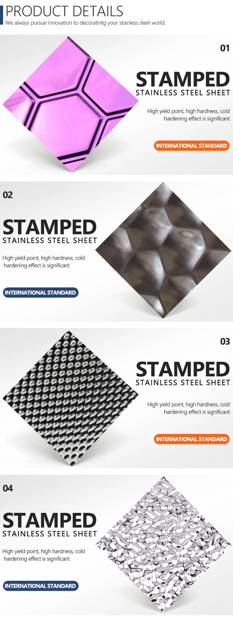 Stamped Stainless Steel Sheet 201 304 Factory Price